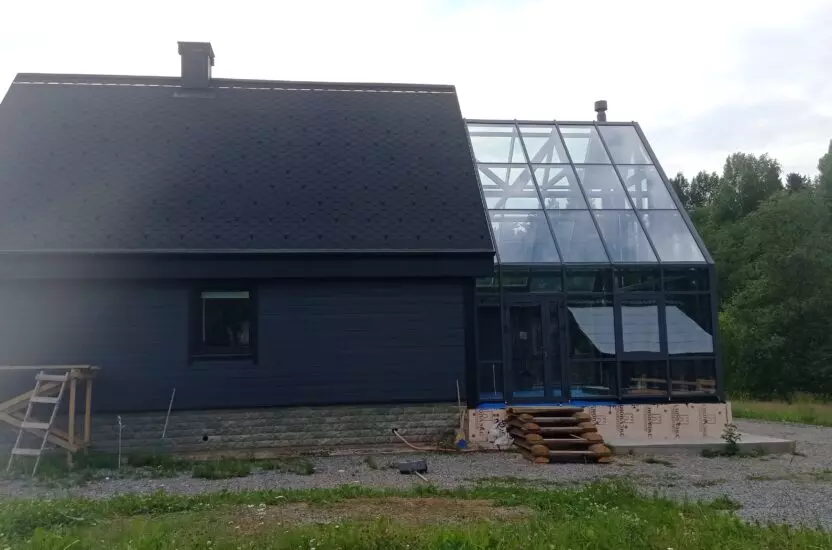 Остекление загородного дома вместе с зимним садом — фото 4